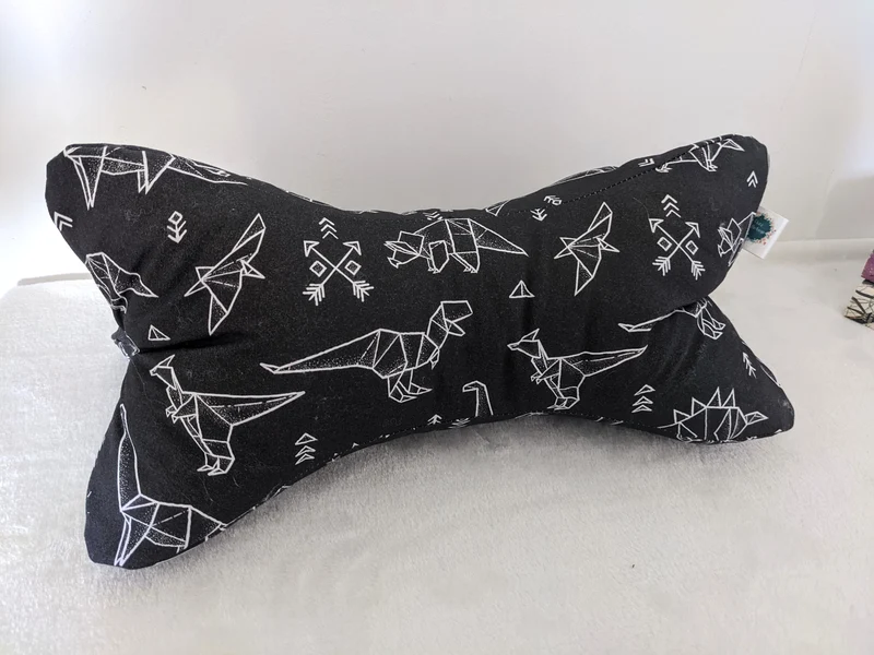 Os de lecture - Confort et support de lecture - Coton BIO - Motifs dinosaures en origami. Noir