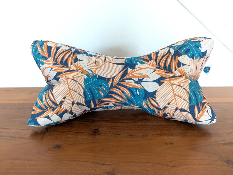 Os de lecture - Confort et support de lecture - Coton BIO - Motif jungle feuilles bleu orange