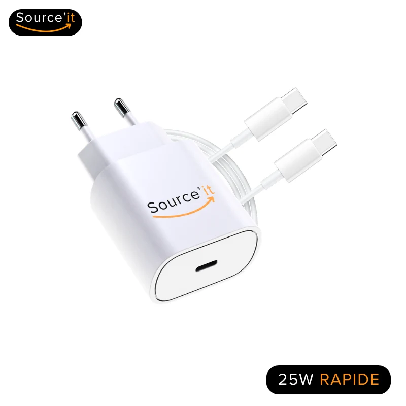 Chargeur rapide 25W pour iPhone 15 Pro Max - USB-C