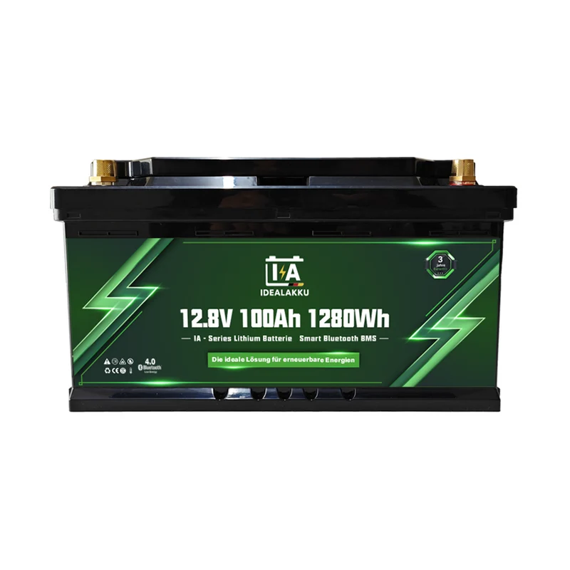 Batterie Lithium LiFePO4 12.8V 100Ah IDEALAKKU IA-12-100 Bluetooth BMS – Remplacement AGM Gel