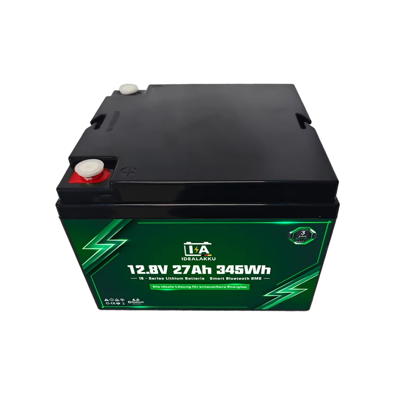 Batterie Lithium LiFePO4 12.8V 27Ah IDEALAKKU IB-12-27 Bluetooth BMS intégré – Remplacement AGM Gel