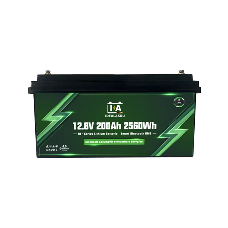 Batterie Lithium LiFePO4 12.8V 200Ah IDEALAKKU IB-12-200 Bluetooth BMS intégré – Remplacement AGM Gel