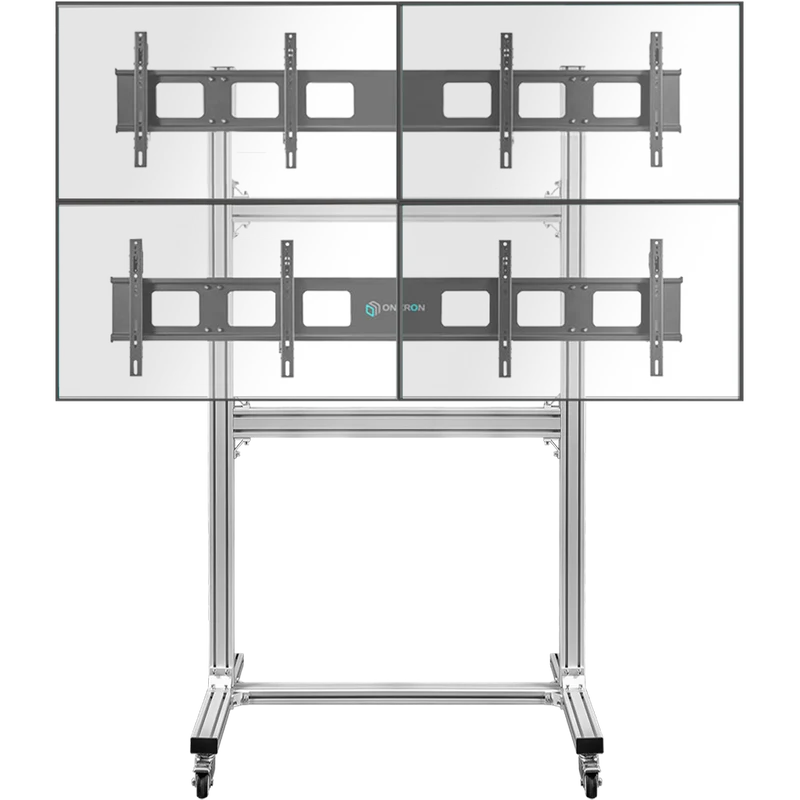 Support Mobile pour Mur Vidéo 2x2 43"-55", max 200 kg, Argenté FSPRO2L22-S