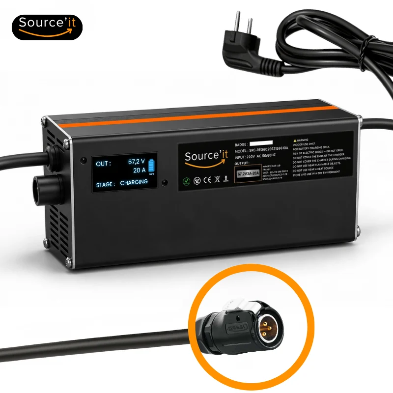 Chargeur Ultra Rapide Sur-Ron Light bee 60V-67.2V 20A (Batterie d'origine)