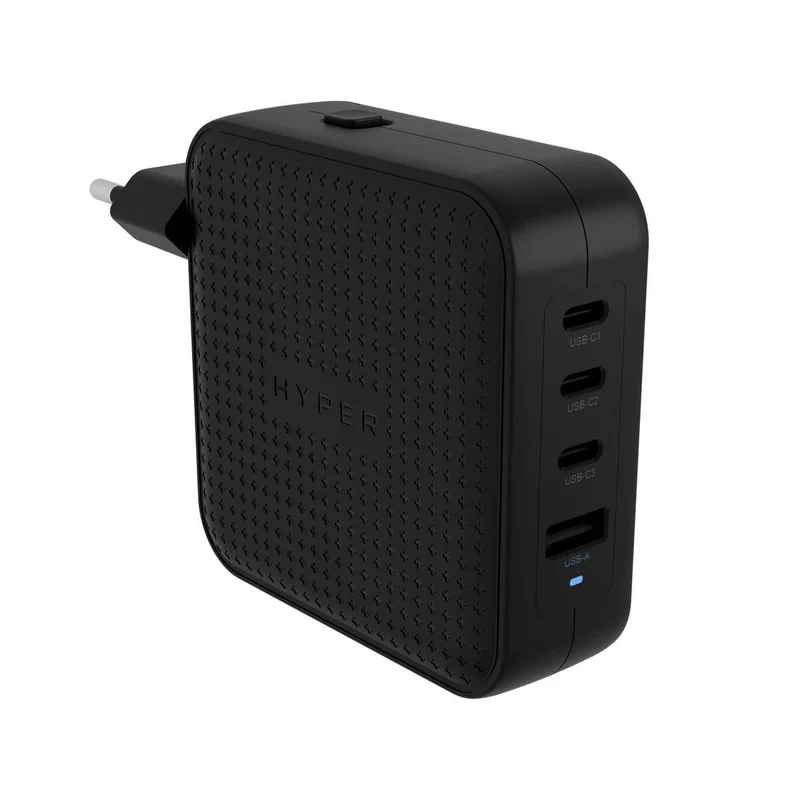 Chargeur de voyage HyperJuice® 100 W USB-C GaN testé pour la sécurité - Noir