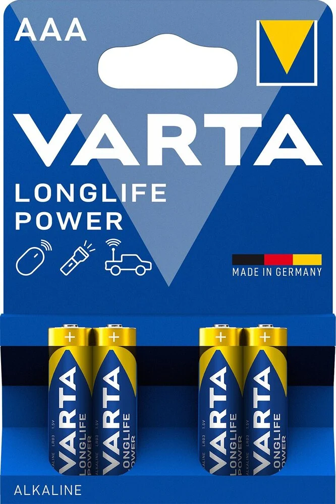 Piles Alcalines AAA LR03 1.5V Varta Longlife Power 4903 – Blister 4 Piles