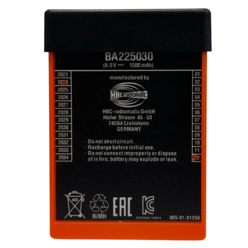Batterie compatible FUB5AA BA225030 pour télécommande de grue HBC Linus, Spectrum