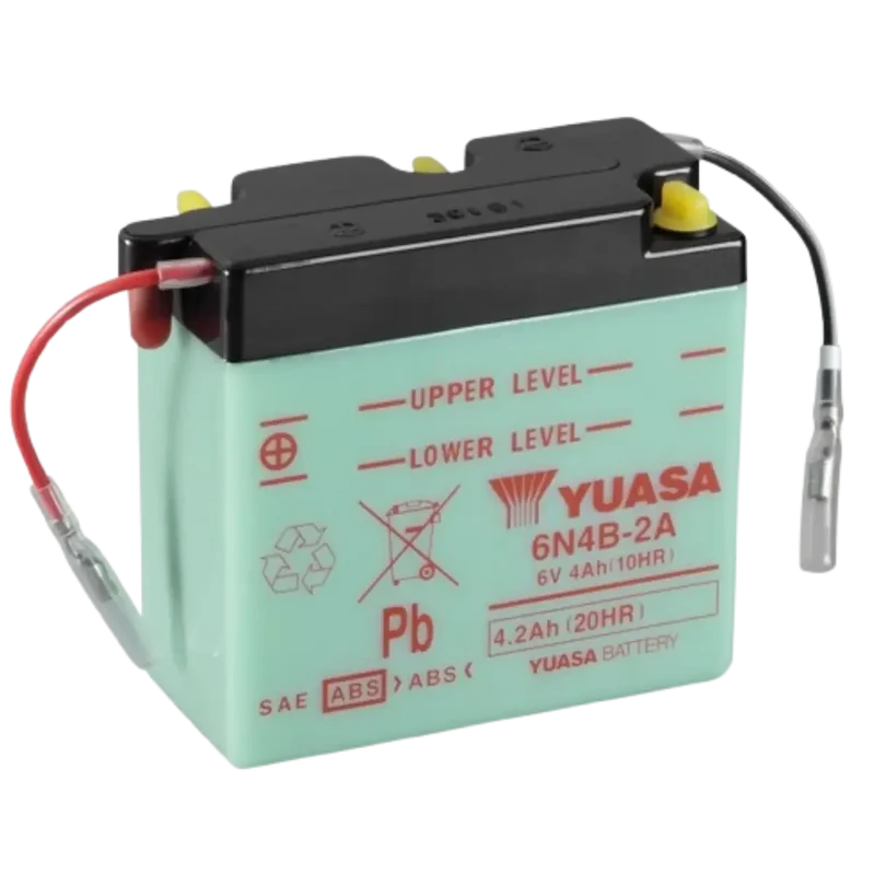 Batterie Moto YUASA 6N4B-2A 6V – Conventionnelle avec Entretien livrée Sans Acide