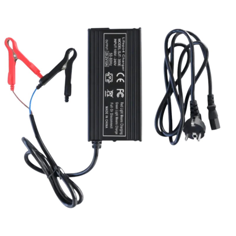 Chargeur de batterie lithium 29.2V 10A avec pinces