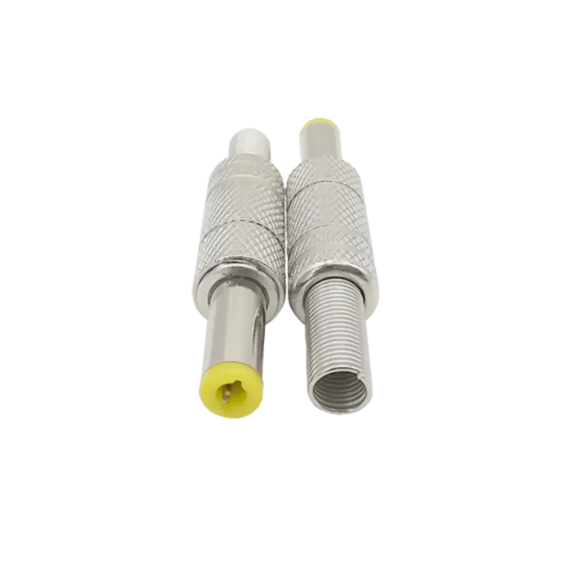 Connecteur fiche mâle 5.5x2.5mm en métal avec tête jaune