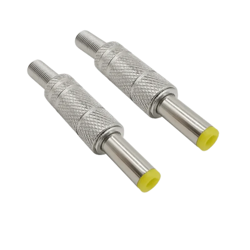 Connecteur fiche mâle 5.5x2.1mm en métal avec tête jaune