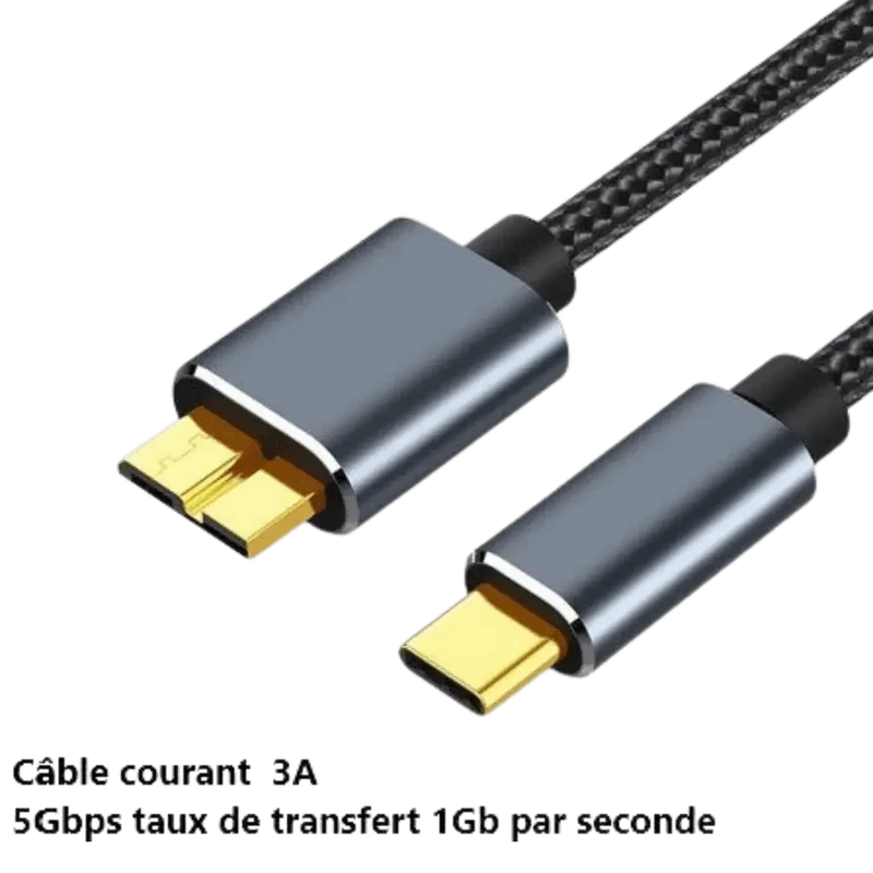 Câble de transfert micro B male vers USB-C