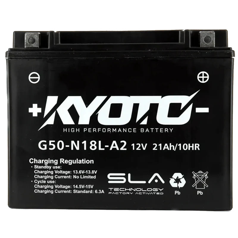 Batterie Moto KYOTO G50-N18L-A2 12V SLA – Sans Entretien Prête à l'Emploi
