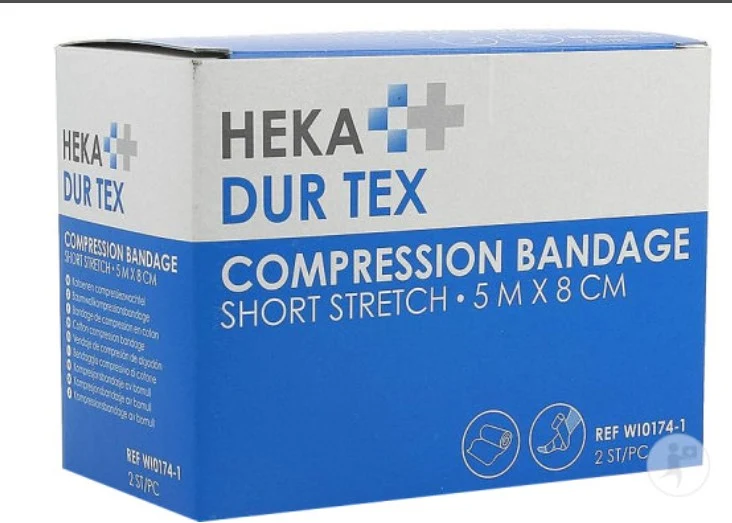Heka Dur Tex Bandage De Compression 100% Coton 5m x 8cm Pièces 2
