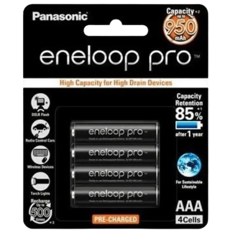 Batteries Panasonic Eneloop Pro AAA – NiMH Rechargeables – Lot de 4