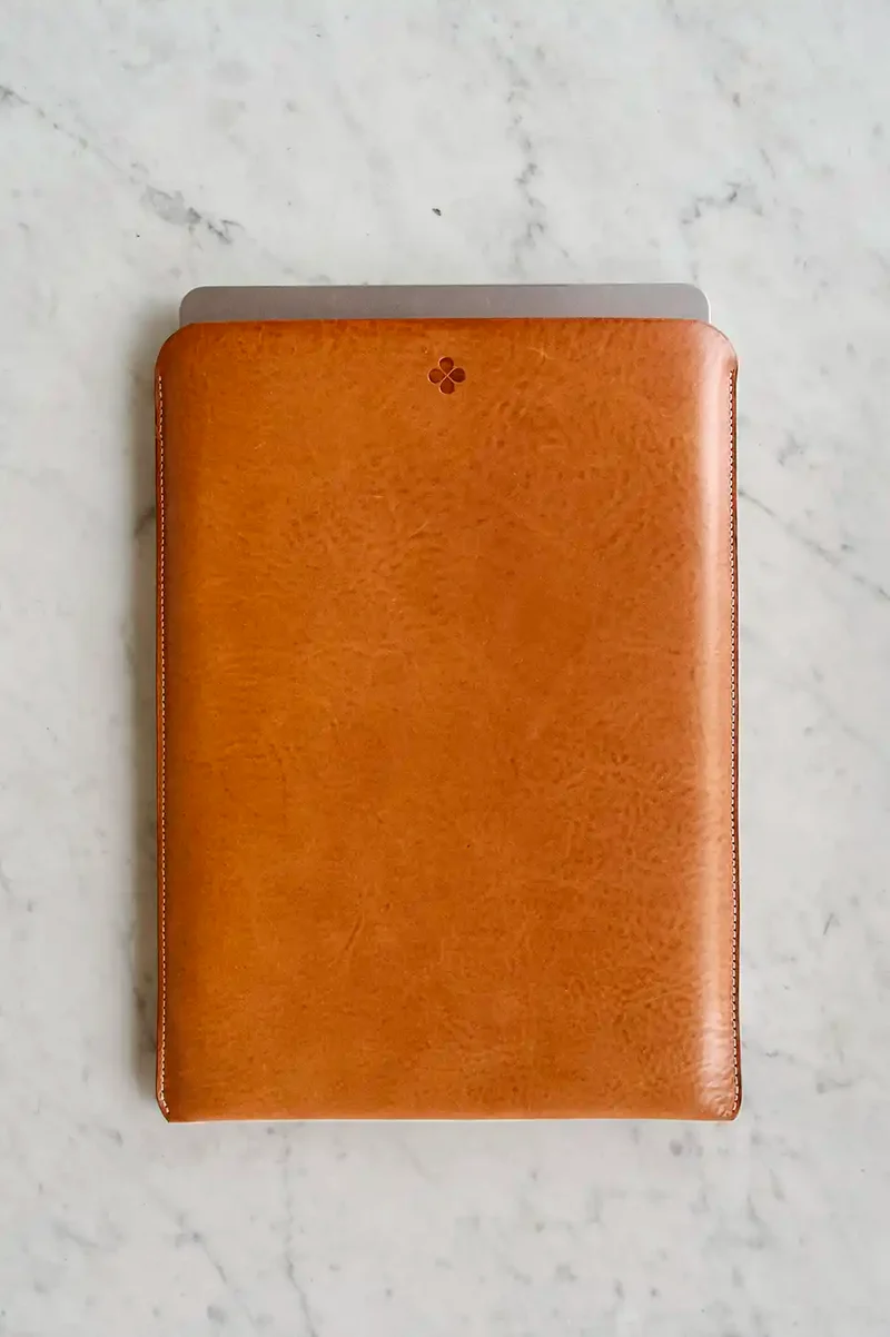 Pochette ordinateur 14" cuir foulonné | Verticale