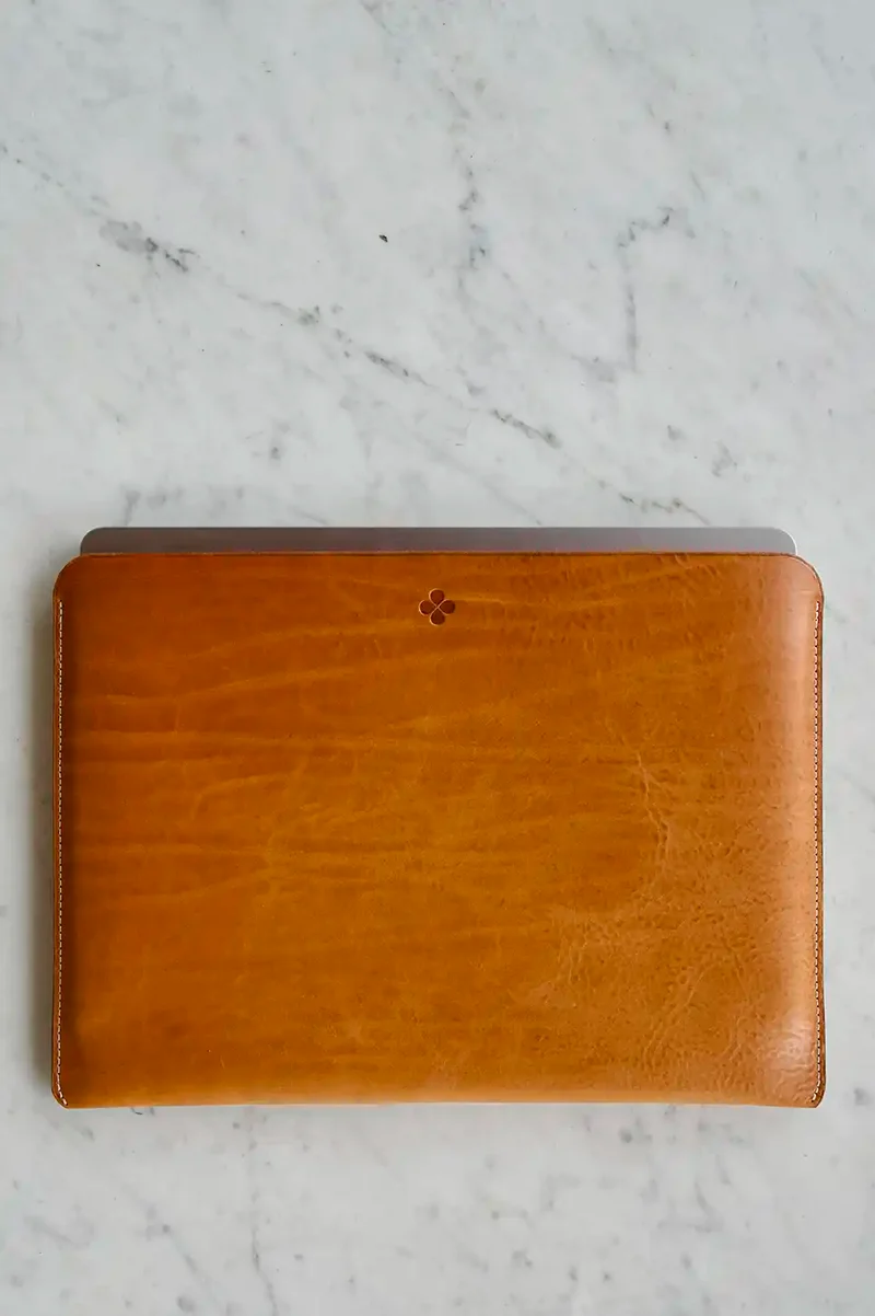 Pochette ordinateur 16" cuir foulonné | Horizontale